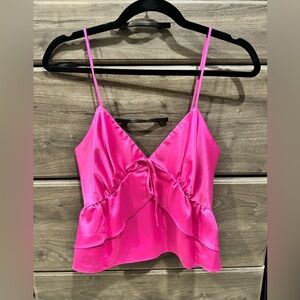 NWT Top Shop Bright Pink Satin Women's Top